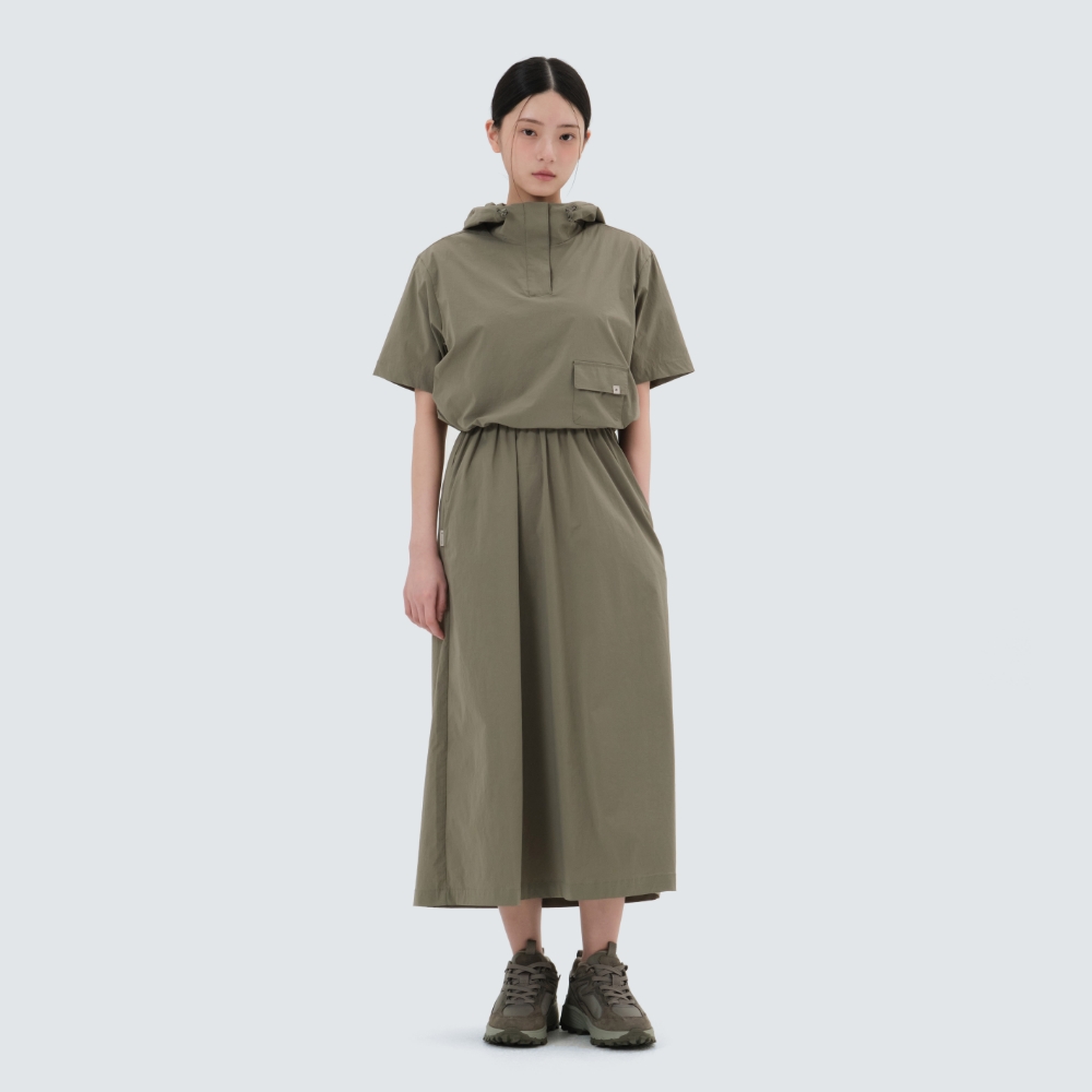 냉감 루트 아노락 원피스 Khaki Gray