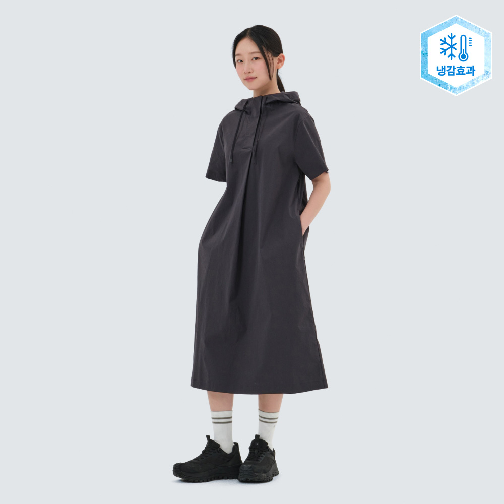 냉감 루트 후드 원피스 Charcoal
