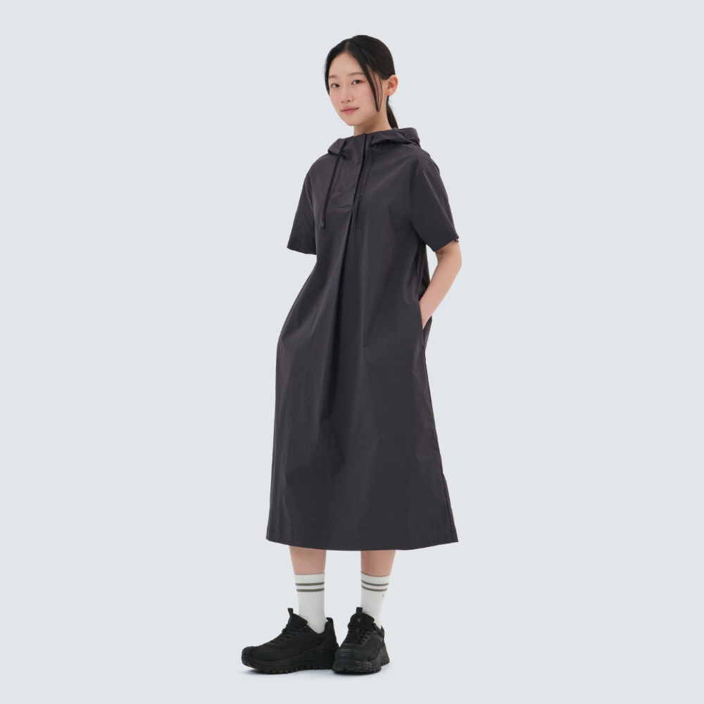 냉감 루트 후드 원피스 Charcoal