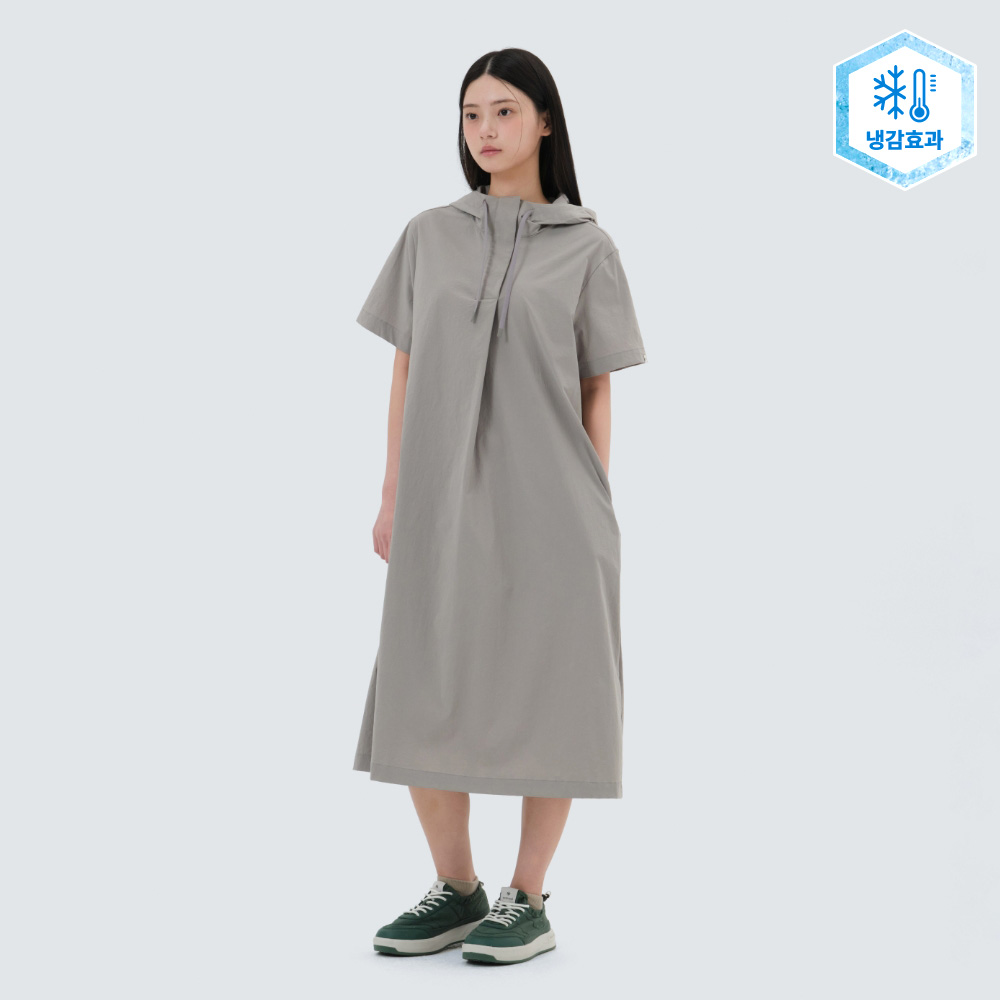 냉감 루트 후드 원피스 Fog Gray