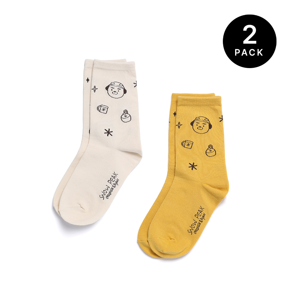 [스노우피크 X 카카오프렌즈] 2pack 크루 삭스 Mustard