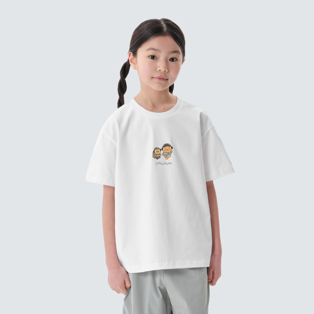 [스노우피크 X 카카오프렌즈] 라이언과 춘식이 키즈 반팔 티셔츠 White