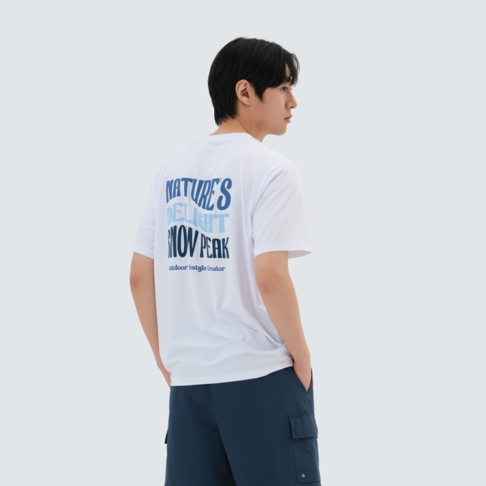 워터 레터링 반팔 티셔츠 White