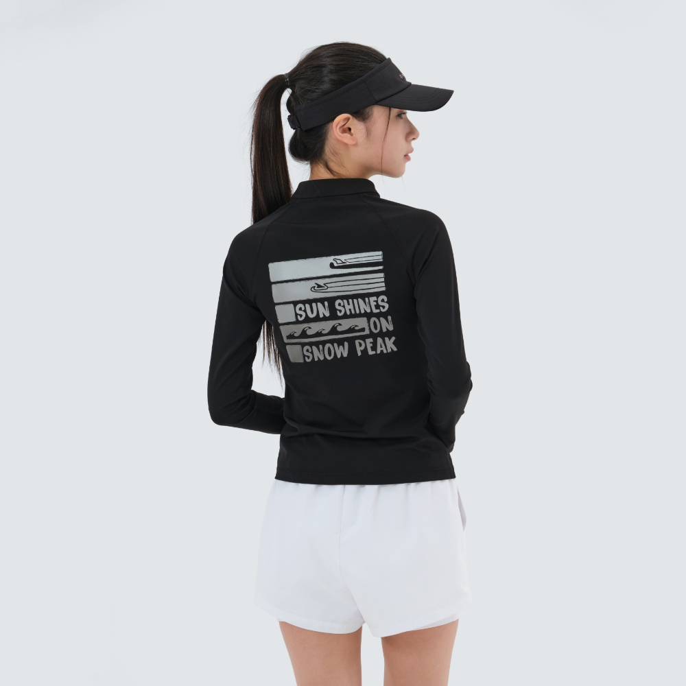 워터 여성 세미크롭 집업 래쉬가드 Black