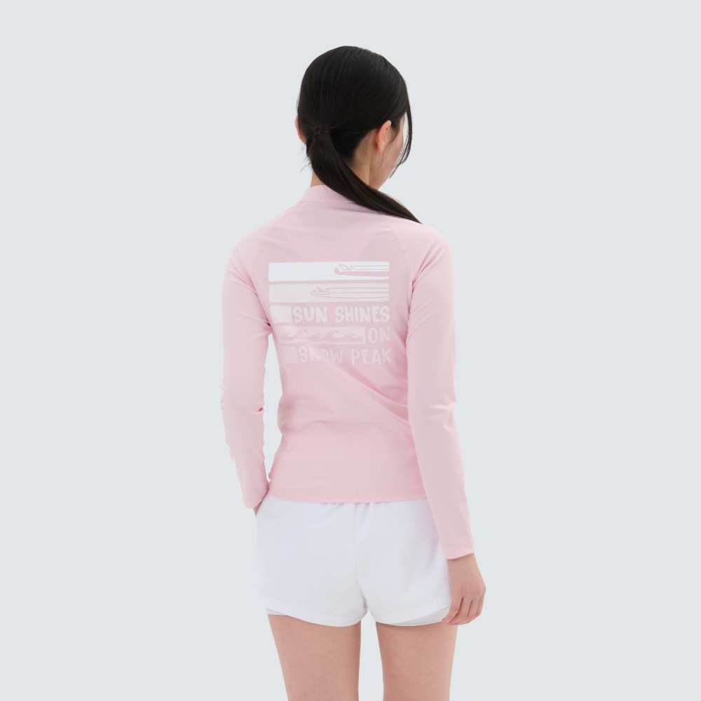 워터 여성 세미크롭 집업 래쉬가드 Pink