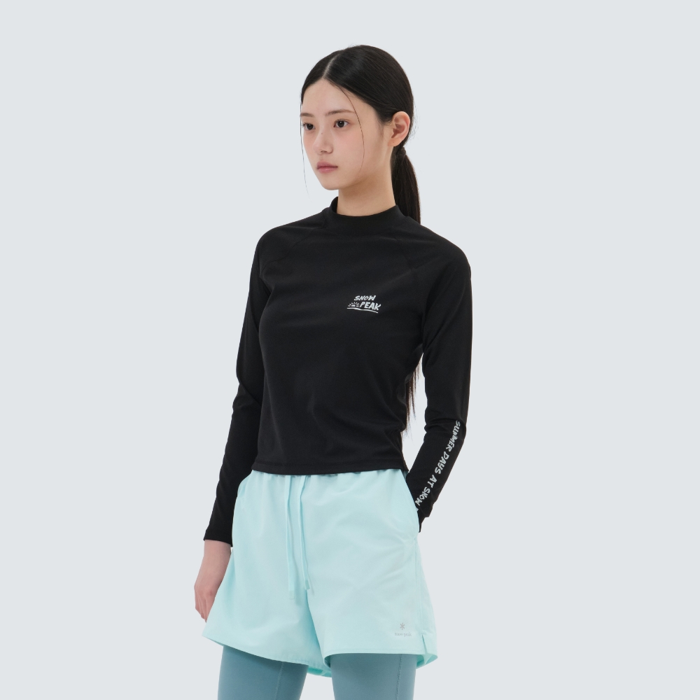 워터 여성 세미크롭 래쉬가드 Black