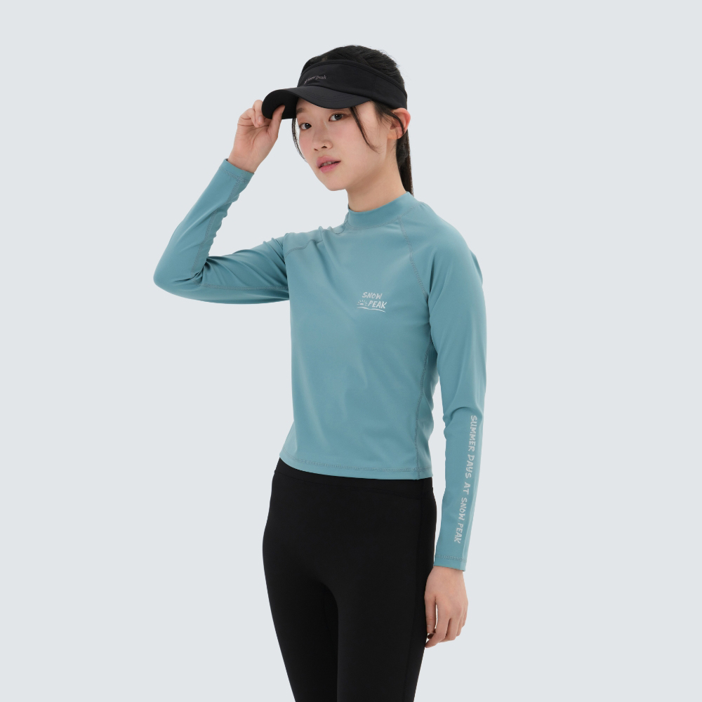 워터 여성 세미크롭 래쉬가드 Dark Mint