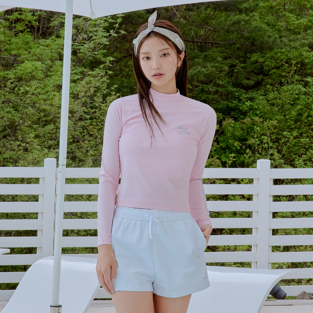 워터 여성 세미크롭 래쉬가드 Pink