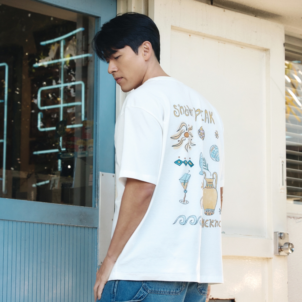 [스노우피크 X 헤르시] 그래픽 반팔 티셔츠 Off White