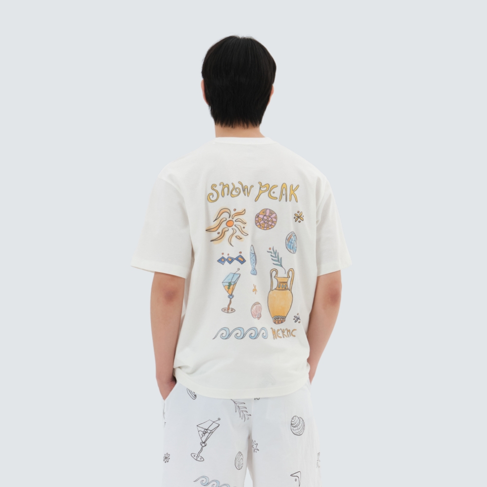 [스노우피크 X 헤르시] 그래픽 반팔 티셔츠 Off White