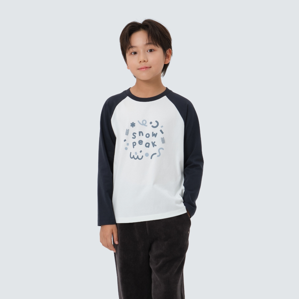 키즈 나그랑 배색 티셔츠 Dark Navy