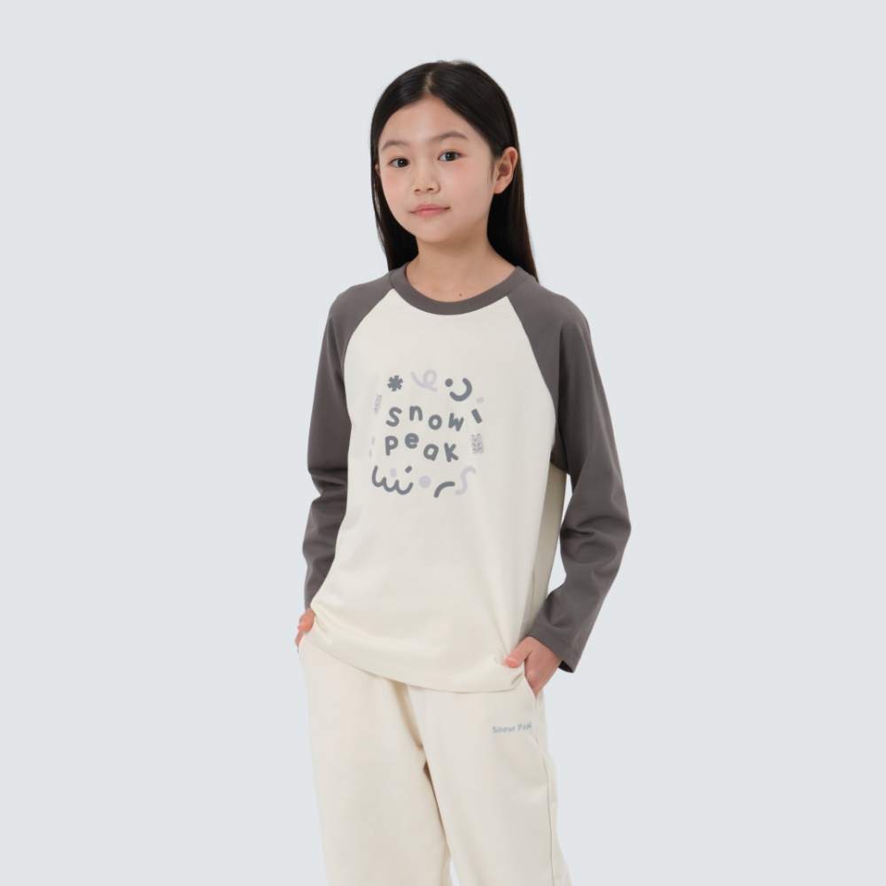 키즈 나그랑 배색 티셔츠 Charcoal