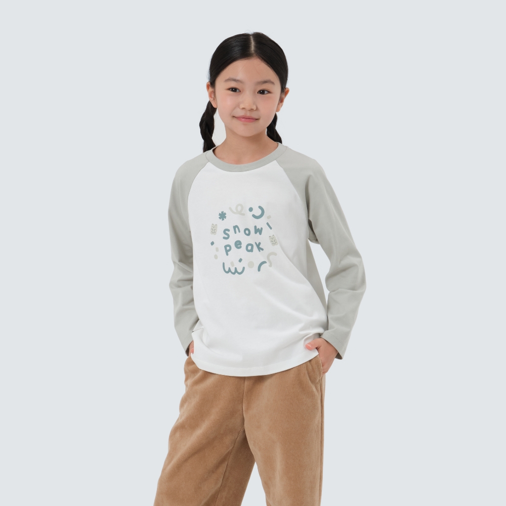 키즈 나그랑 배색 티셔츠 Mint Khaki