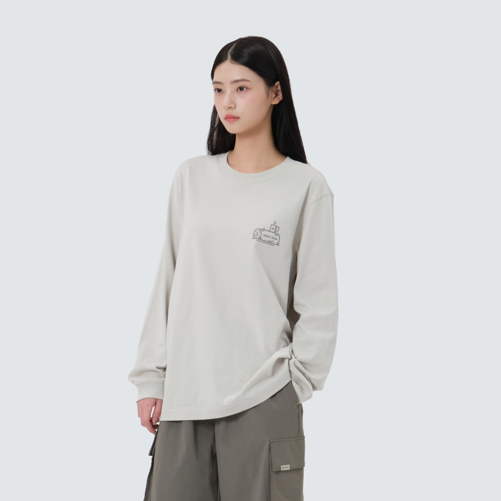 에어로히트 레터링 긴팔 티셔츠 Stone Gray