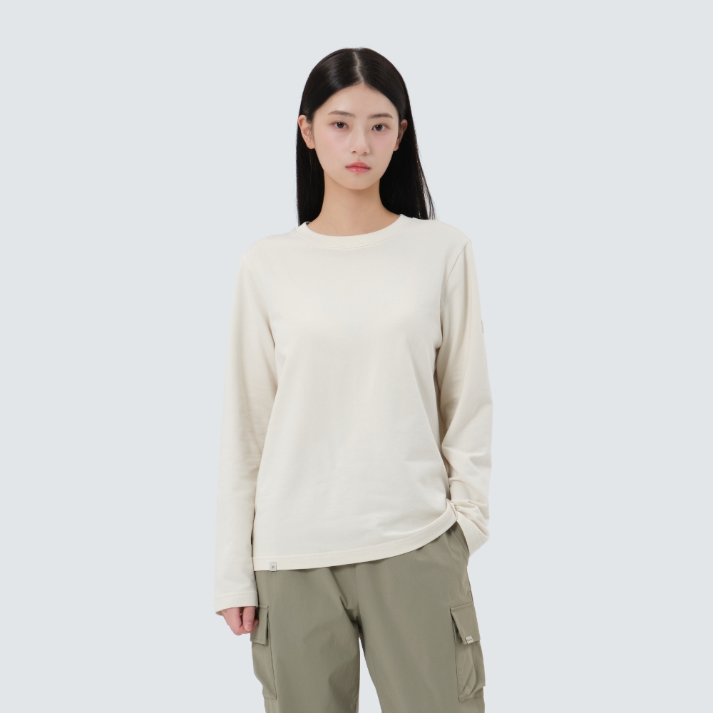 베이직 여성 긴팔 티셔츠 Sand Beige