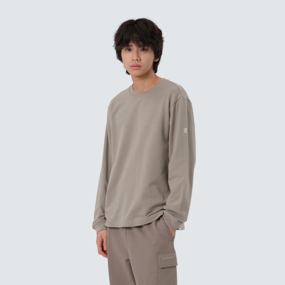 베이직 로고 긴팔 티셔츠 Warm Gray