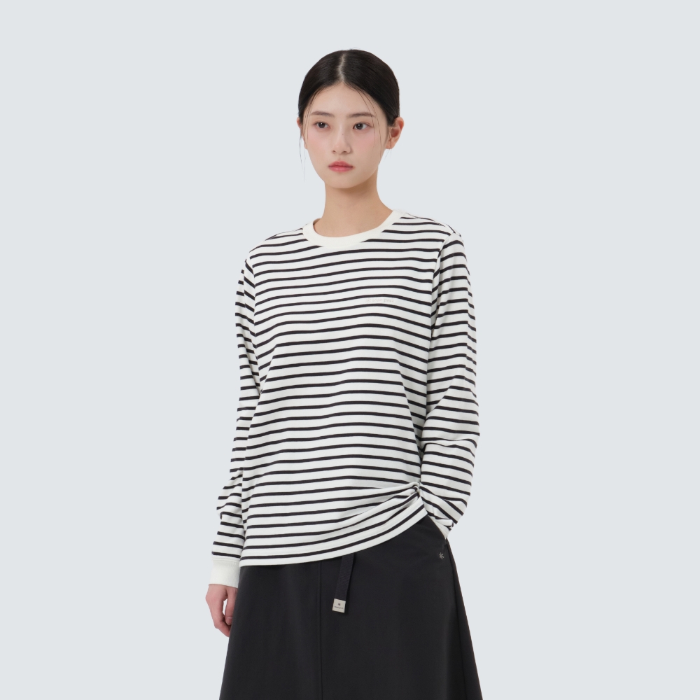 여성 스트라이프 긴팔 티셔츠 Dark Charcoal