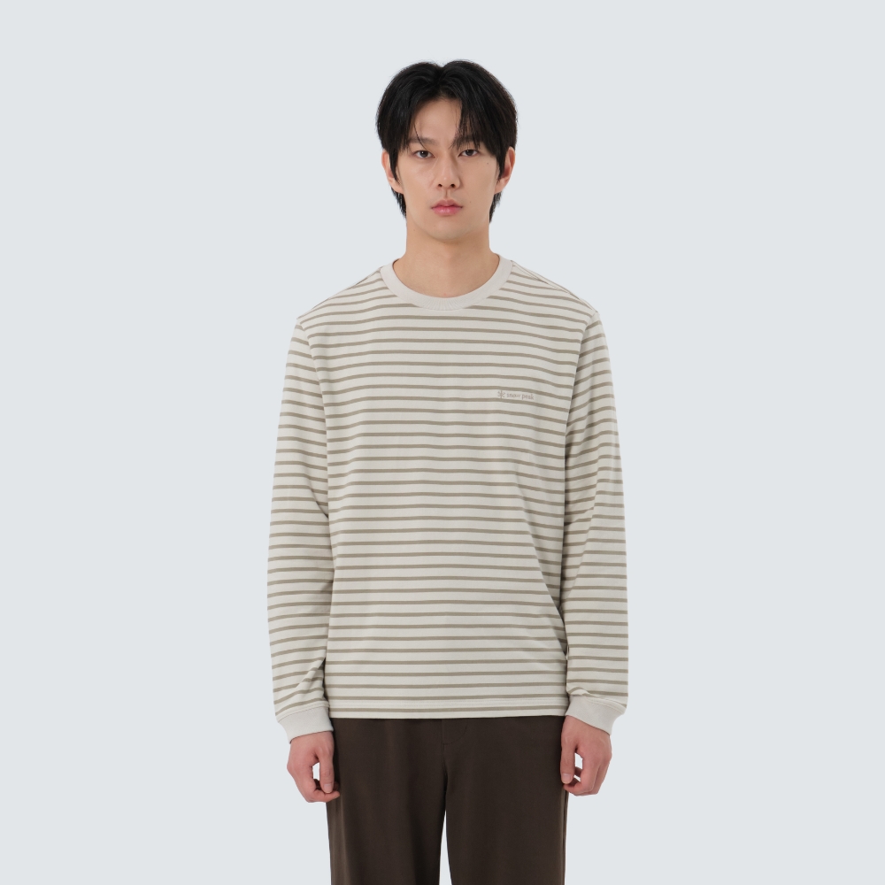 스트라이프 긴팔 티셔츠 Olive