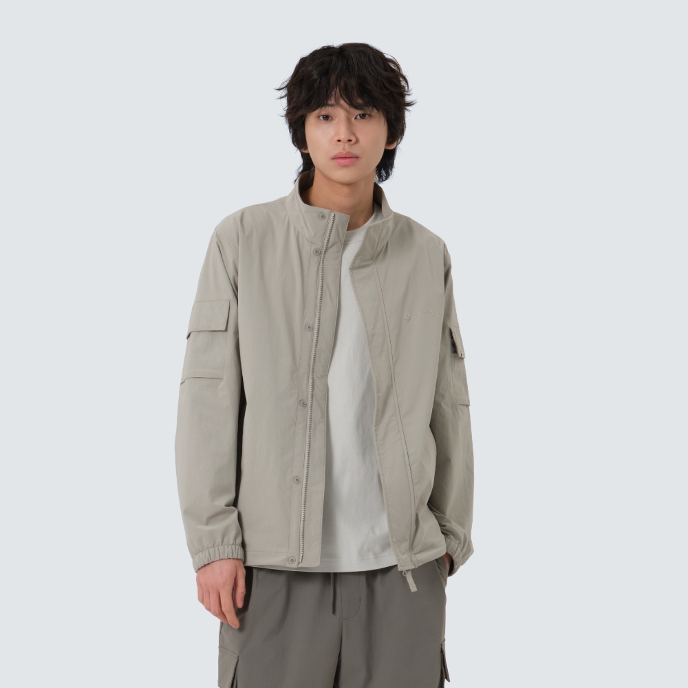 루트 스탠드넥 바람막이 Beige Gray