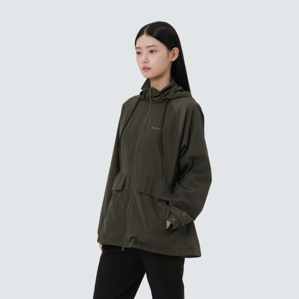 메모리 여성 중기장 바람막이 Khaki