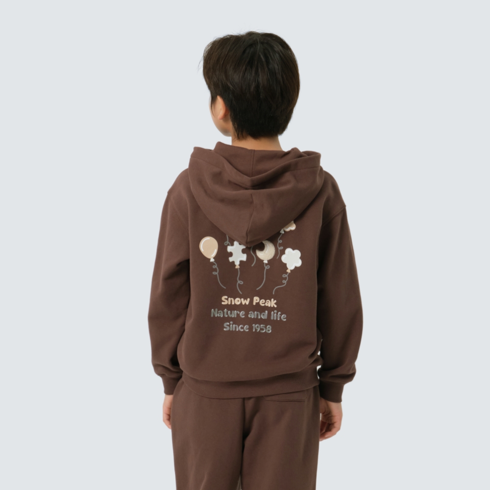키즈 그래픽 후드 티셔츠 Brown