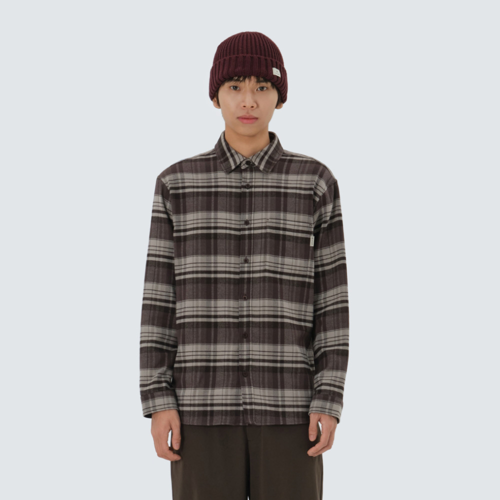 리사이클 체크 셔츠 Choco Brown