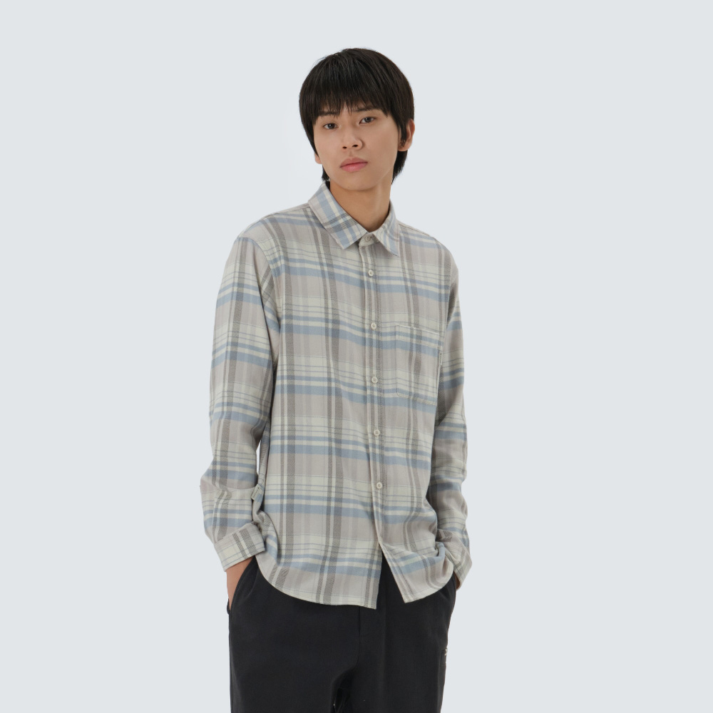 리사이클 체크 셔츠 Sand Beige