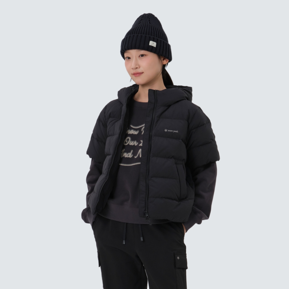 랜드에어 여성 반팔 후드 경량 다운 자켓 Black