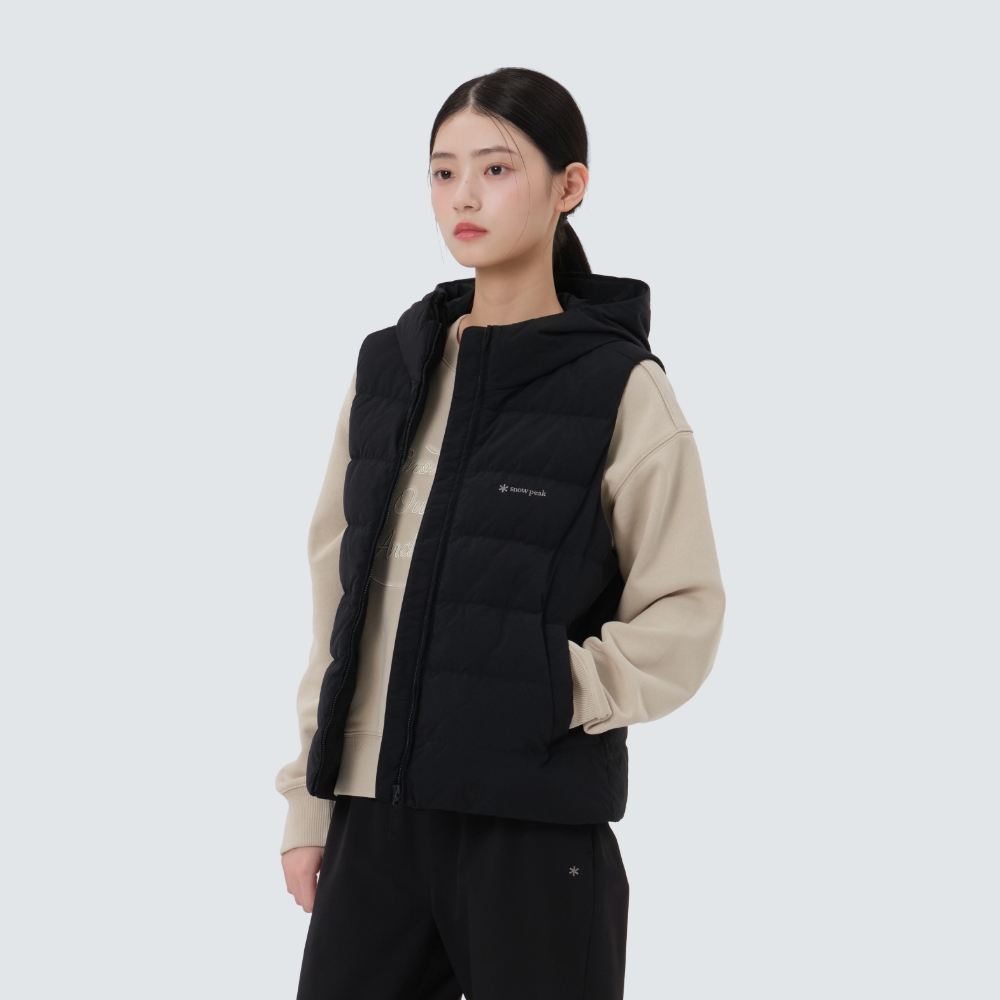 랜드 여성 후드 경량 다운 베스트 Black