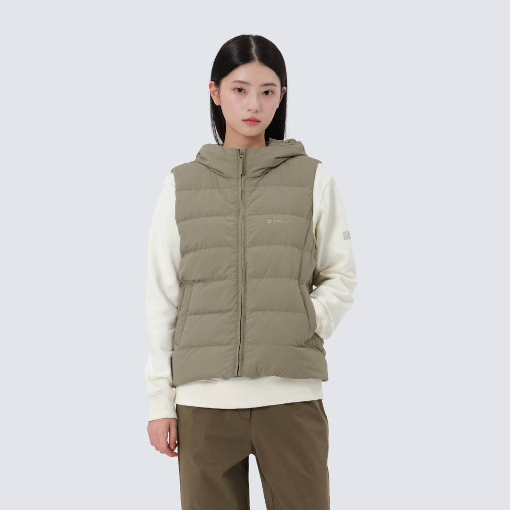 랜드 여성 후드 경량 다운 베스트 Olive