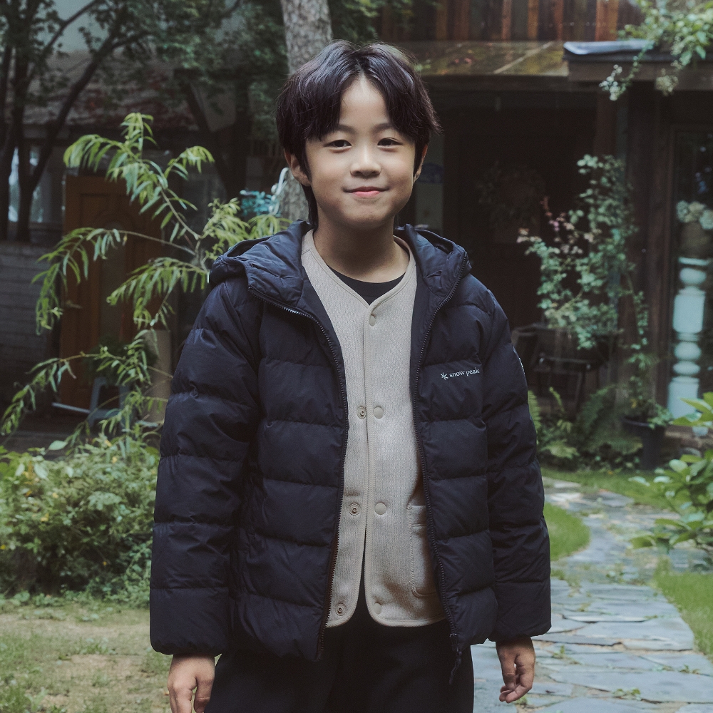 키즈 랜드 후드 경량 다운 자켓 Black