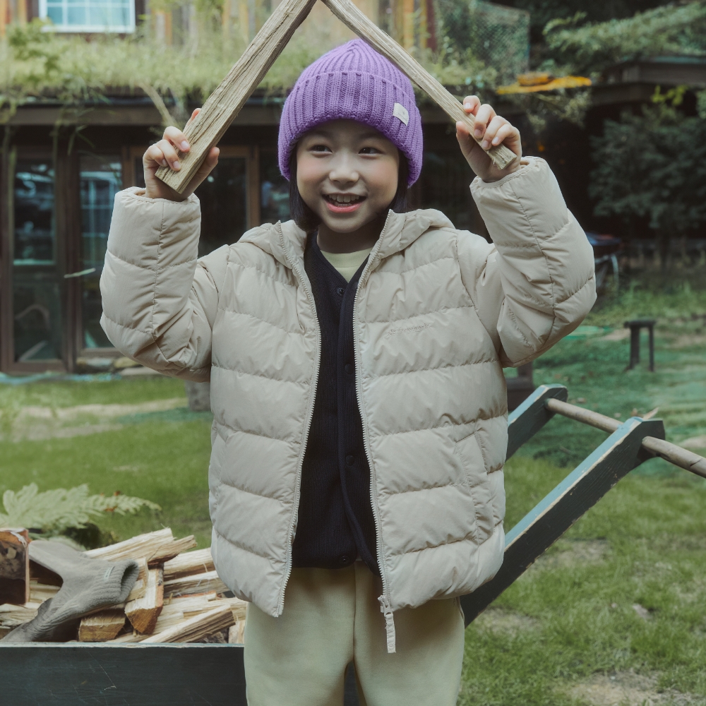 키즈 랜드 후드 경량 다운 자켓 Light Beige