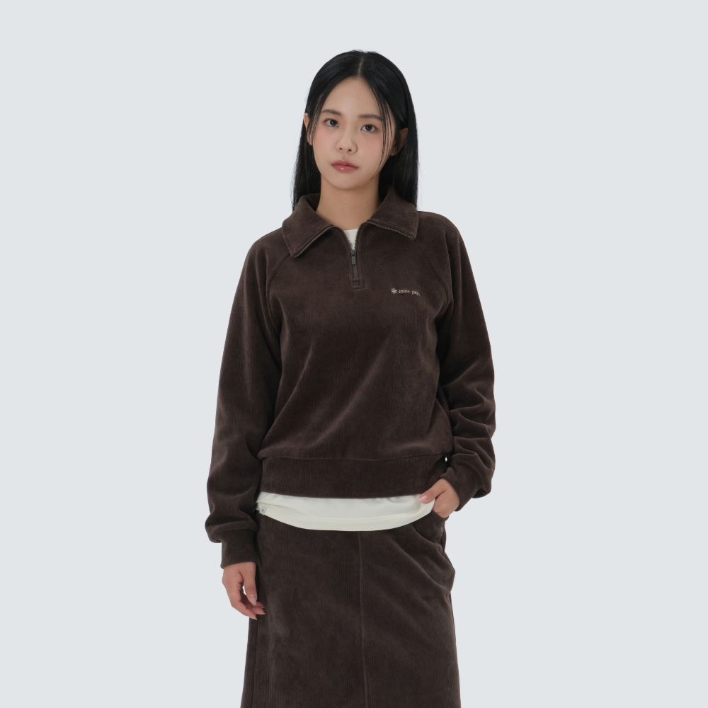 코듀로이 여성 반집업 맨투맨 Choco Brown