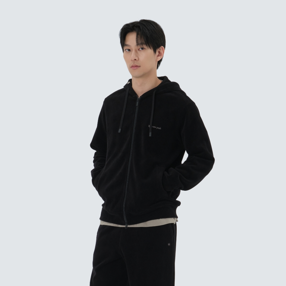 코듀로이 후드 집업 Black