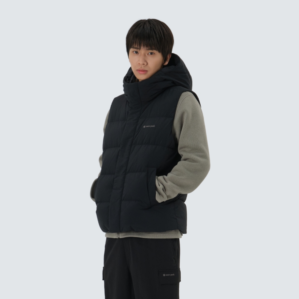 랜드 후드 헤비 다운 베스트 Black