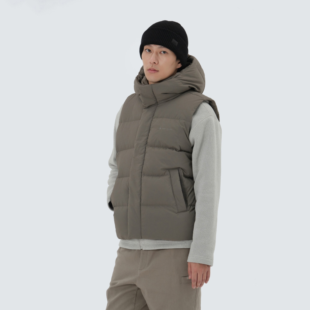 랜드 후드 헤비 다운 베스트 Dark Khaki