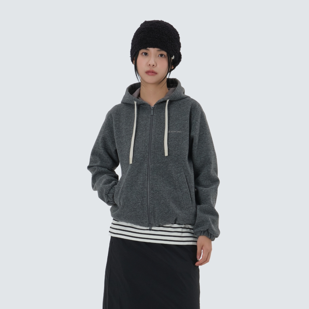 에센셜울 여성 후드 집업 Charcoal