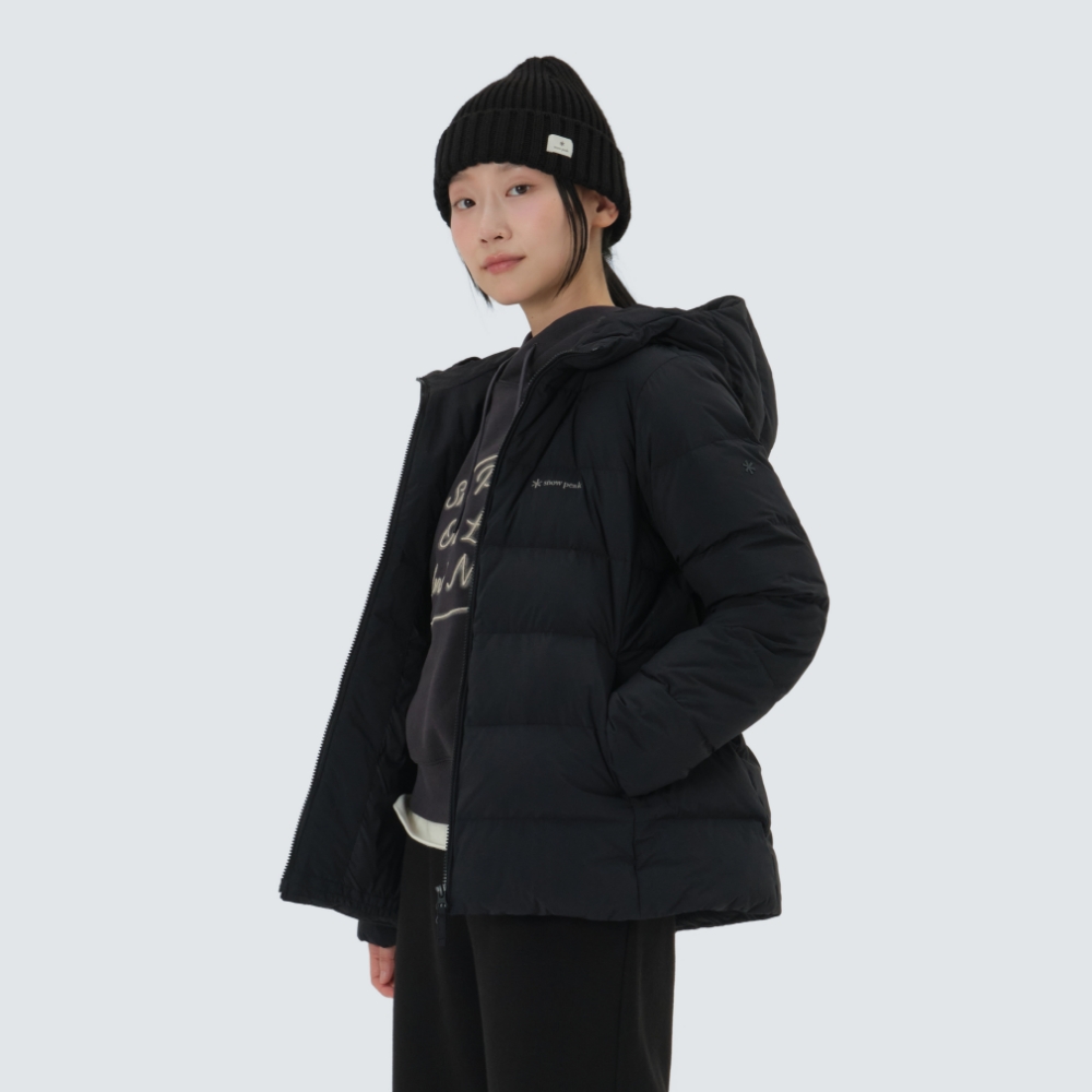 랜드에어 여성 후드 중기장 다운 자켓 Black