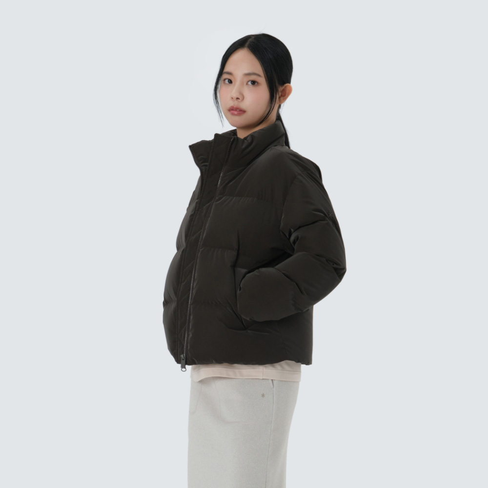 실키 여성 미들 다운 자켓 Choco Brown