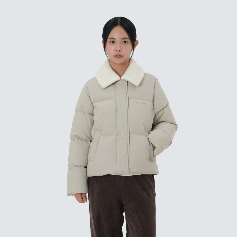 여성 카라 부클넥 헤비 다운 자켓 Light Beige