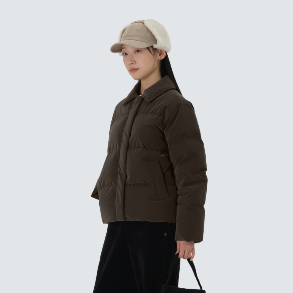 실키 여성 카라넥 다운 자켓 Choco Brown