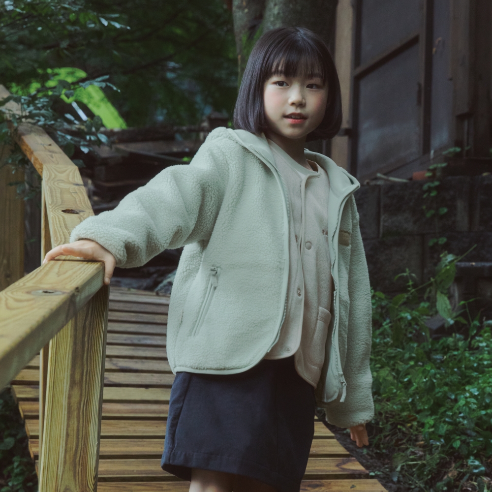키즈 부클 후드 집업 Mint Khaki