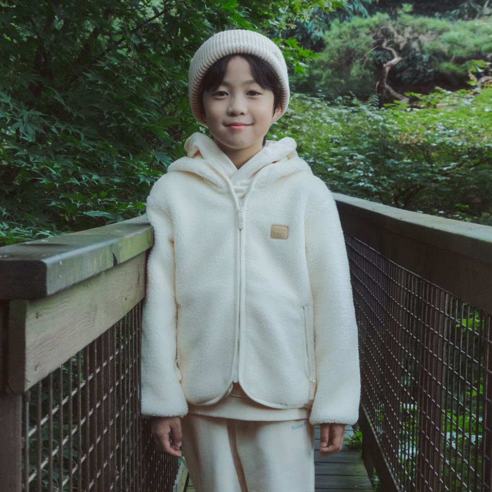 키즈 부클 후드 집업 Cream