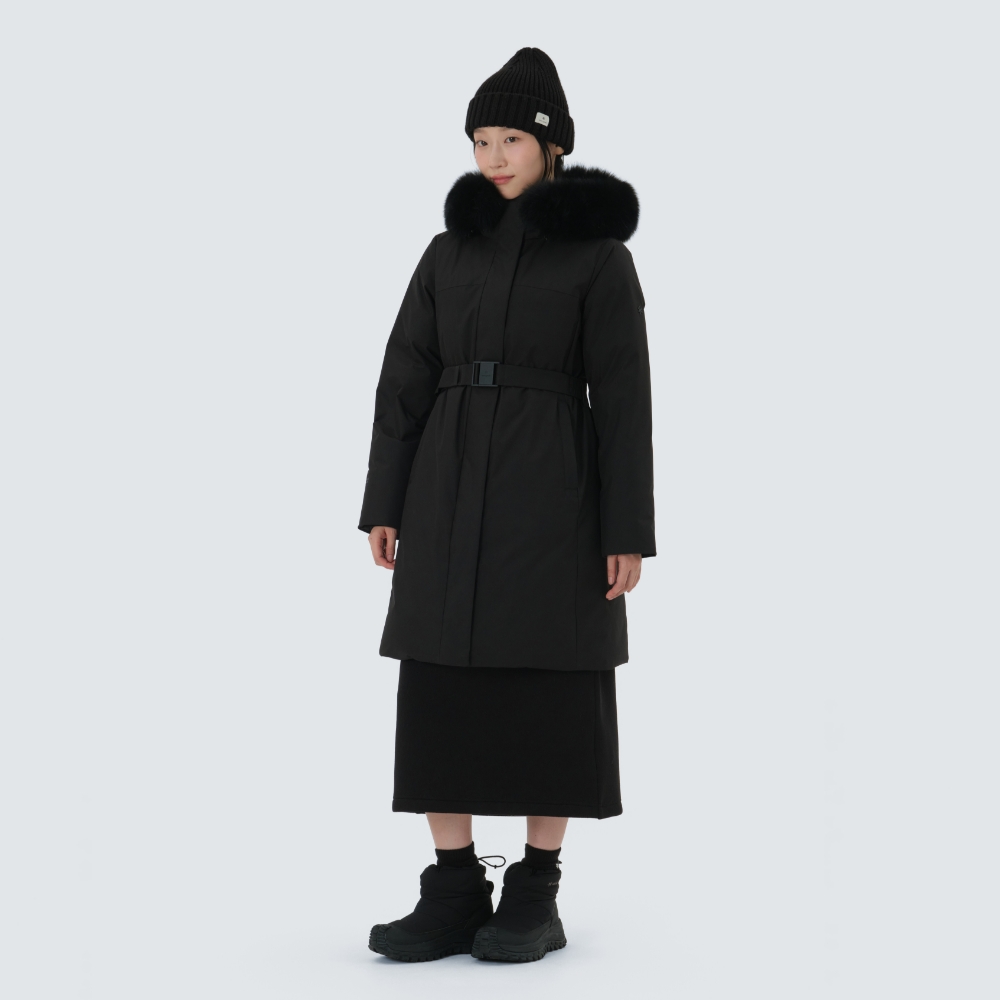 드라이피크 윈드스토퍼 여성 롱 헤비 다운 자켓 Black