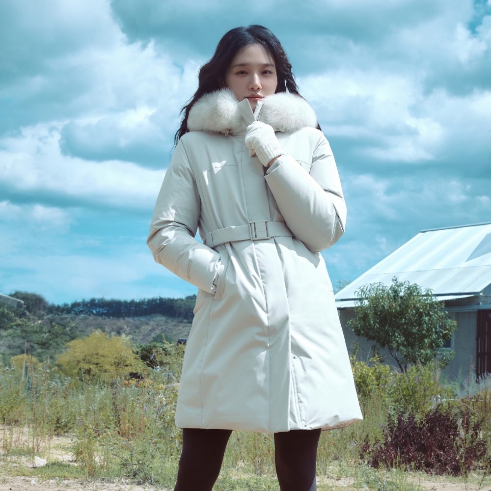 드라이피크 윈드스토퍼 여성 롱 헤비 다운 자켓 Light Beige
