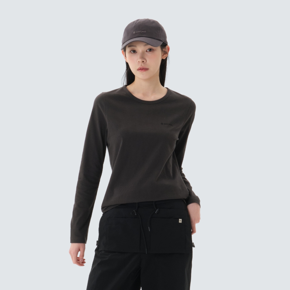 골지 여성 긴팔 티셔츠 Charcoal