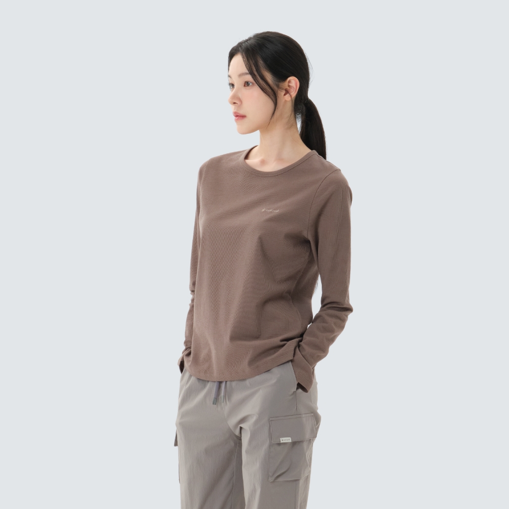 골지 여성 긴팔 티셔츠 Brown