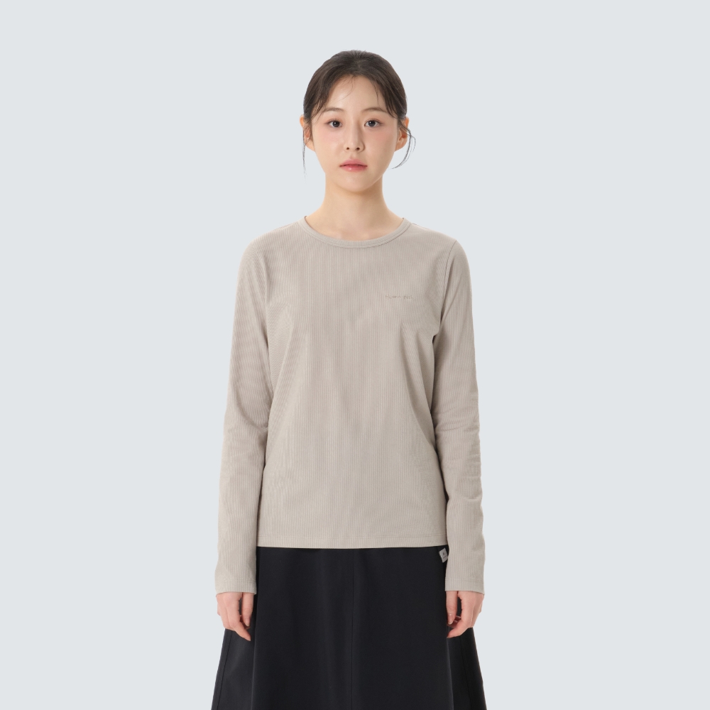 골지 여성 긴팔 티셔츠 Sand Beige