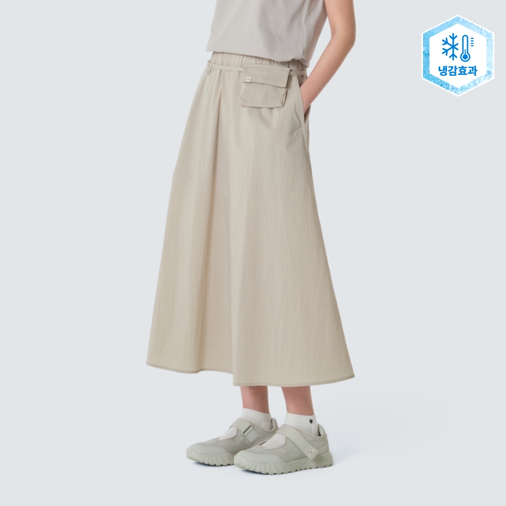 루트 플레어 롱스커트 Light Beige
