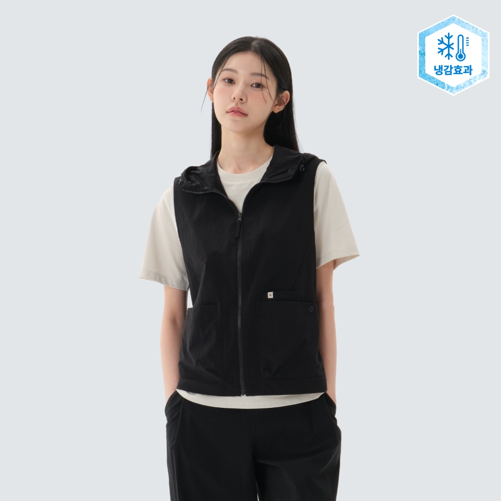 루트 여성 후드 베스트 Black